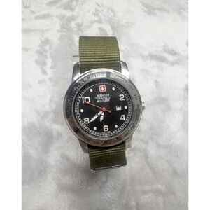 Wenger Swiss Military Mens 38mm Watch Black Dial Tachymeter New Battery Strap